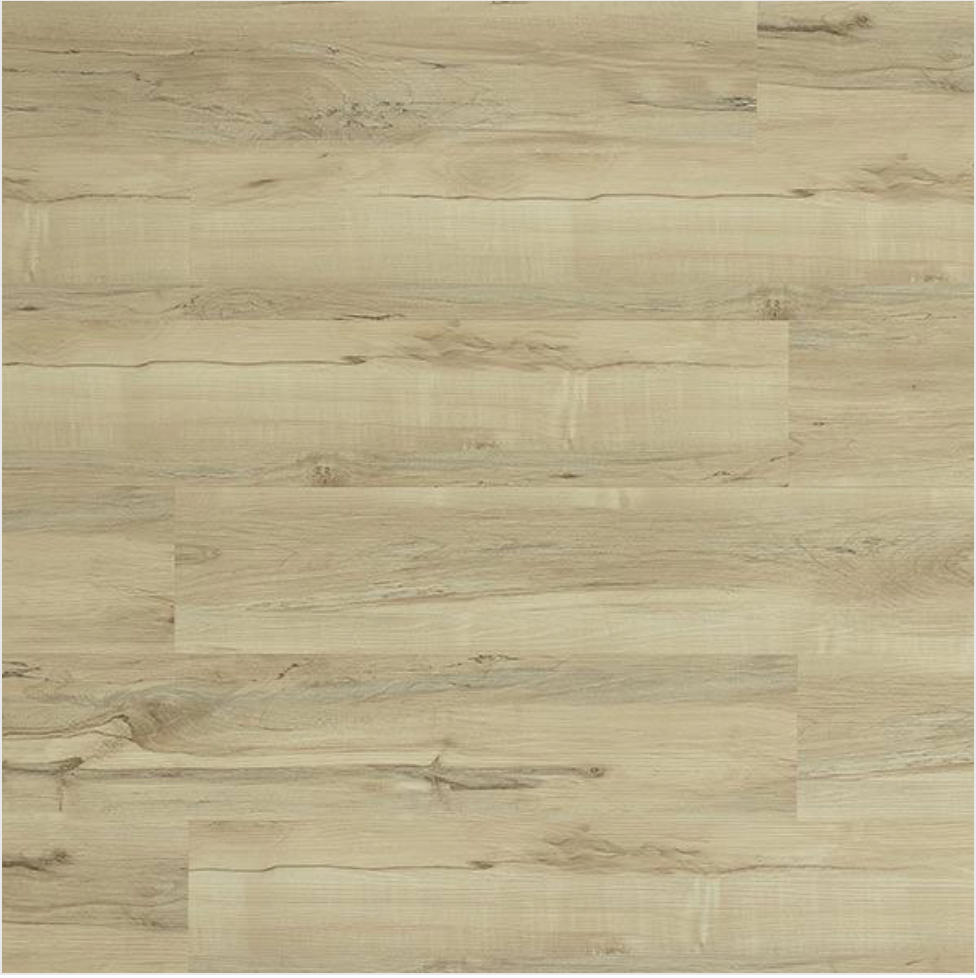 Maple Nature SPC vinyl flooring, top view of the staggered plank pattern.