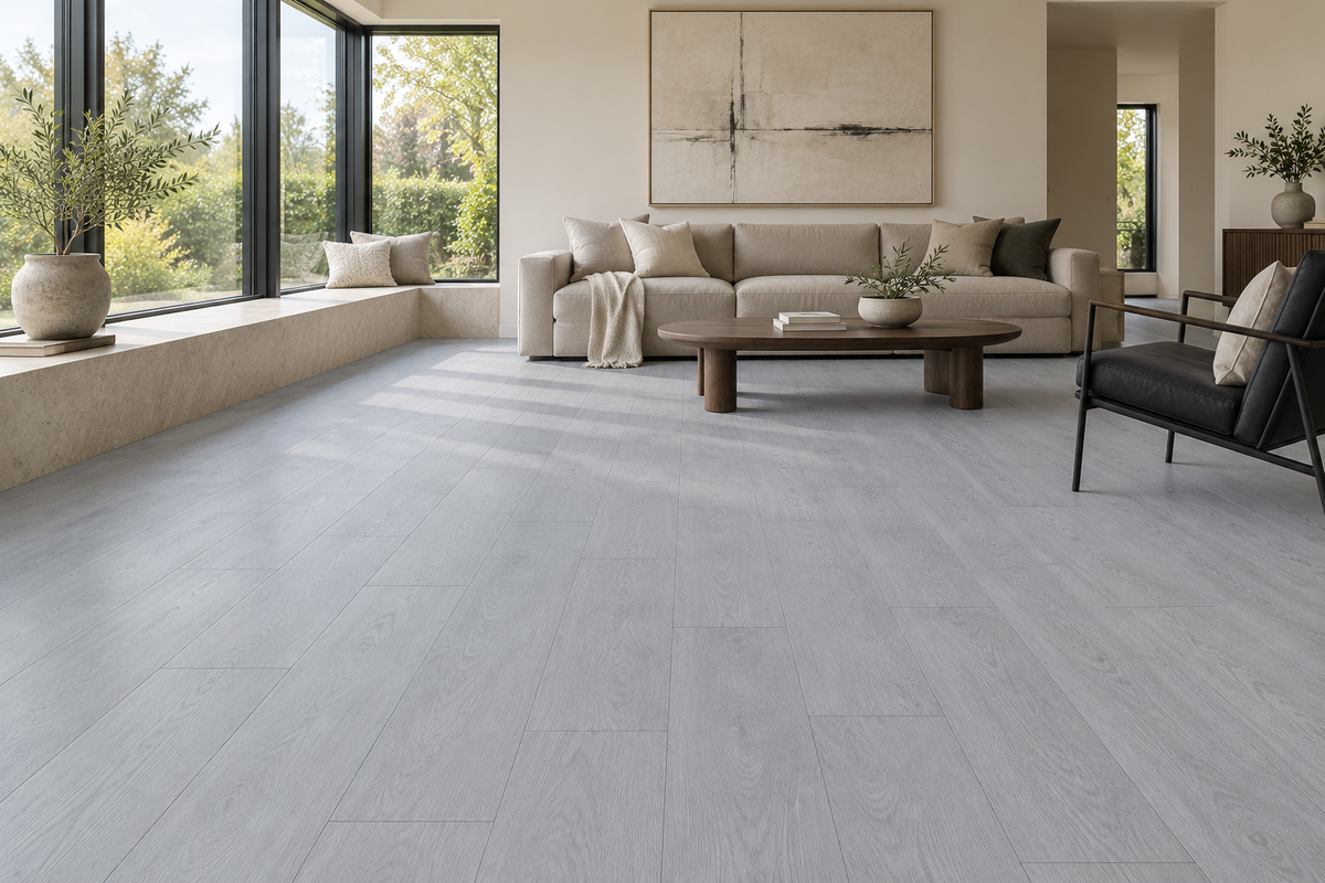 Toucan TFGD 209 Glue-Down Vinyl Flooring — TFGD 209 — daytime living room. AI interior visualization based on original supplier finish photos.