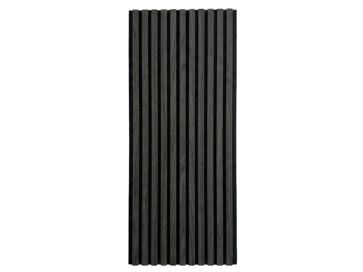 Neo Gray wood slat acoustic panel, full front view.