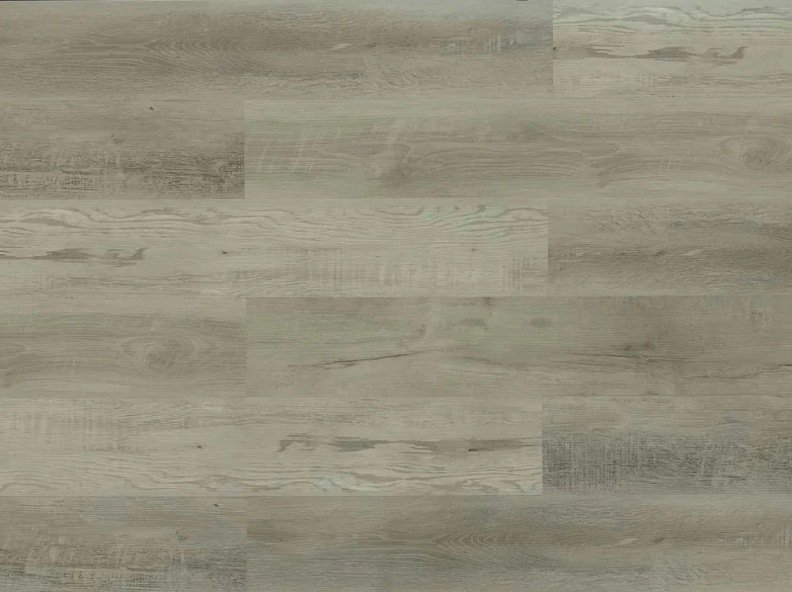 Dentine SPC vinyl flooring, top view of the staggered plank pattern.