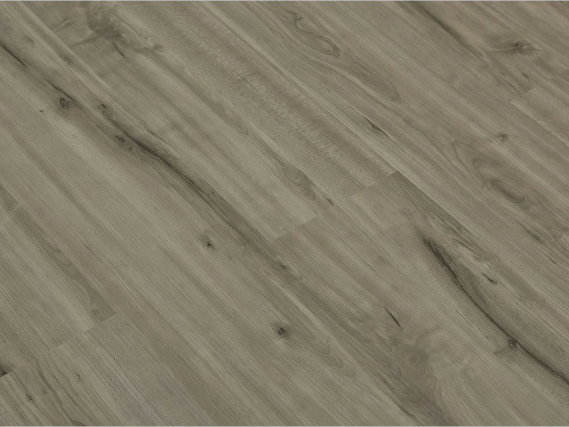Pebble SPC vinyl flooring, angled close-up of the grain and plank joints.