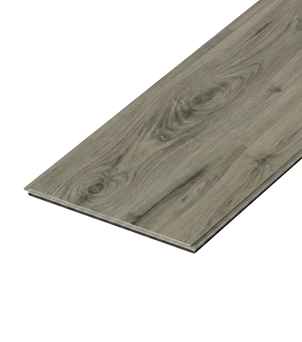 Pebble SPC vinyl flooring, single plank shown at an angle.