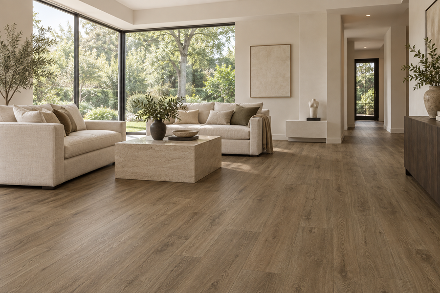 Milk Chocolate Brown Waterproof SPC Vinyl Plank Flooring