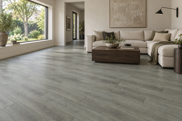 Cloudy Laminate Flooring — TF6306-F — daytime living room. AI interior visualization based on original supplier finish photos.
