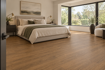 Santas Rosa Laminate Flooring — TF6602-F — daytime bedroom. AI interior visualization based on original supplier finish photos.