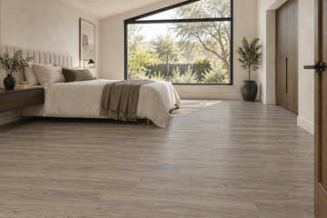 Santa Fe Laminate Flooring — TF6603-F — daytime bedroom. AI interior visualization based on original supplier finish photos.