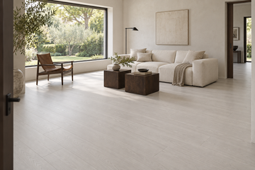 Walrus Laminate Flooring — TF8310-F — daytime living room. AI interior visualization based on original supplier finish photos.