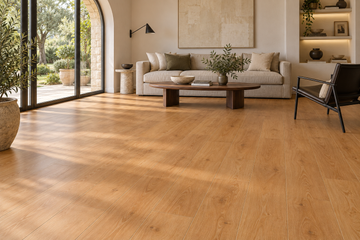 Ignis SPC Vinyl Flooring — TFCET1002-F — daytime living room. AI interior visualization based on original supplier finish photos.