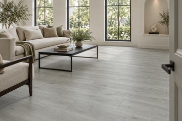 Forma SPC Vinyl Flooring — TFCET1003-F — daytime living room. AI interior visualization based on original supplier finish photos.