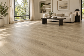 Synrgy SPC Vinyl Flooring — TFCET1007-F — daytime living room. AI interior visualization based on original supplier finish photos.