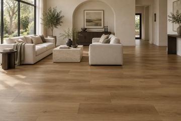 Terra SPC Vinyl Flooring — TFCET1009-F — daytime living room. AI interior visualization based on original supplier finish photos.