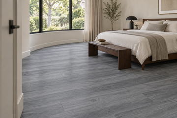 Toucan TFGD 203 Glue-Down Vinyl Flooring — TFGD 203 — daytime bedroom. AI interior visualization based on original supplier finish photos.