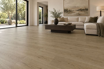 Istanbul SPC Vinyl Flooring — TFSPC608-F — daytime living room. AI interior visualization based on original supplier finish photos.