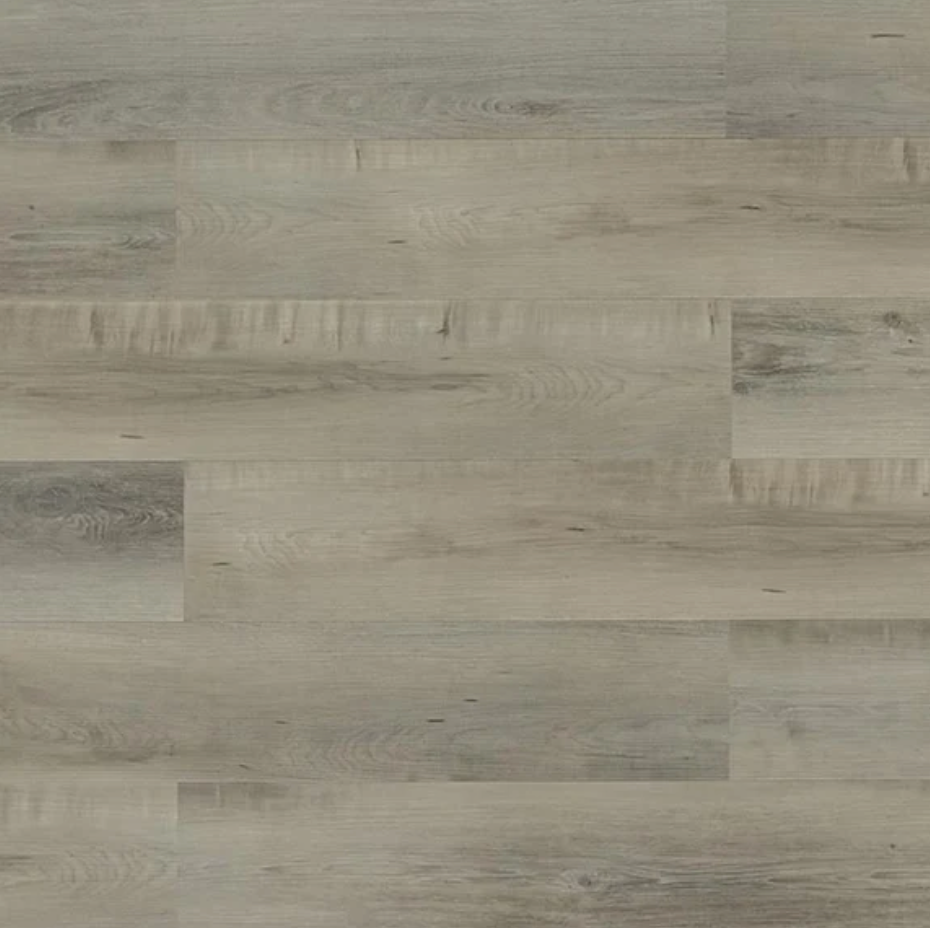 Floating Ice SPC vinyl flooring, top view of the staggered plank pattern.