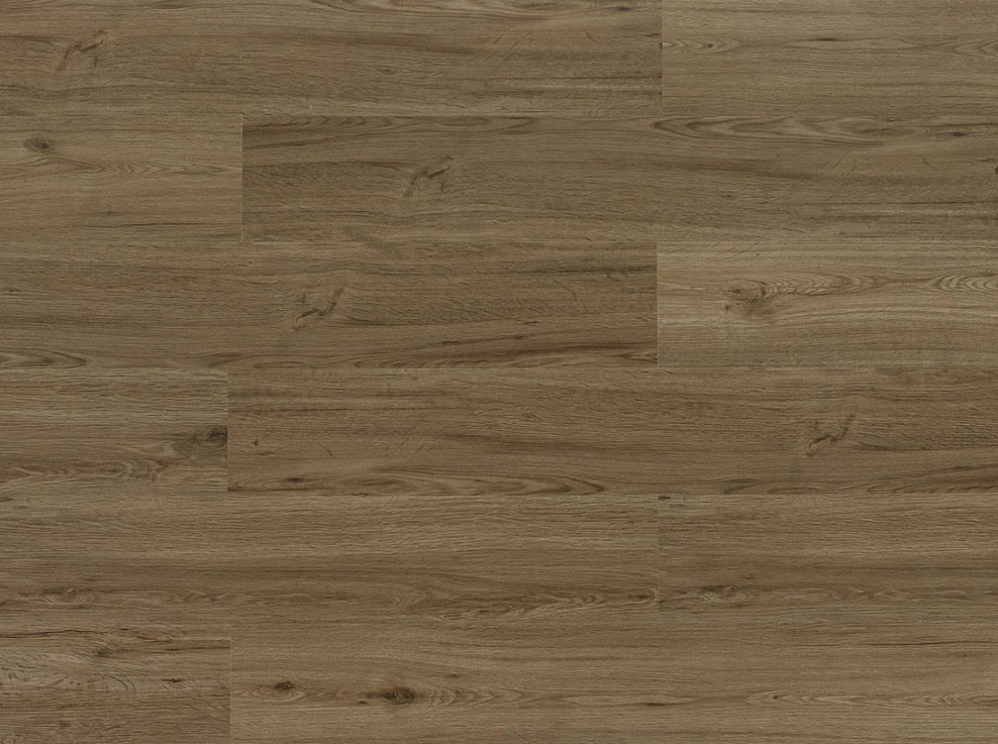 Milk Chocolate SPC vinyl flooring, top view of the staggered plank pattern.