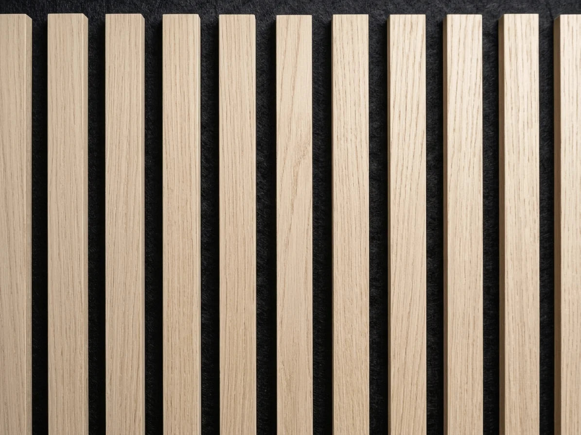 Close-up of Cavador Classic wooden acoustic wall panels.